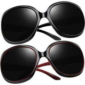 Women's Black Red/Grey Trendy Polarized Driving Sun Glasses UV Protective